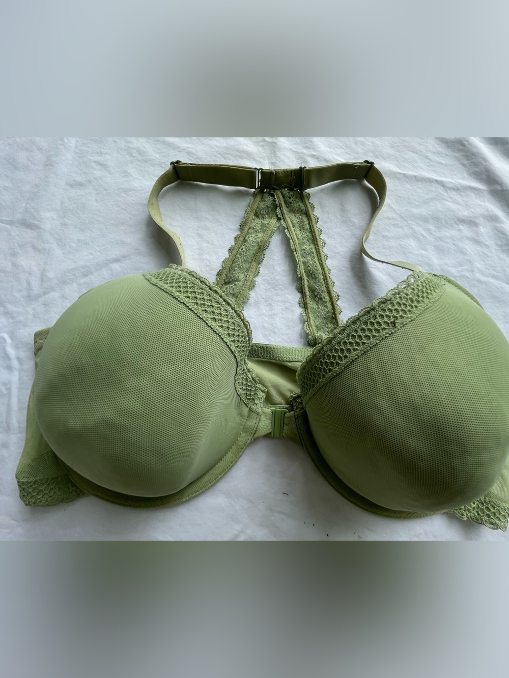 AUDEN Olive Green Lace-Trim Racerback Bra 38D